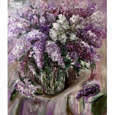 Lilac in a vase - original large painting , acrylic on canvas, size 105*120 cm, original, artist Marina Stognieva